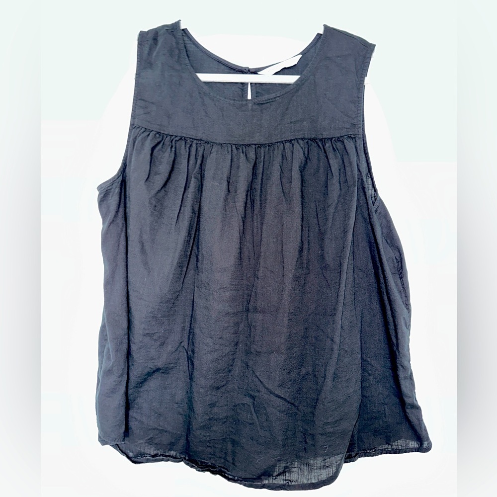 Plus Size Black Gauze Tank